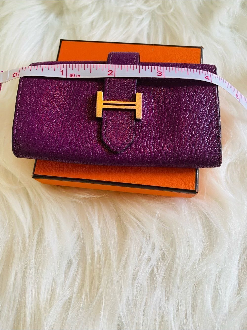 🛍️Hermès Béarn Authentic Plum Leather Key Holder with Box - Picture 15 of 17